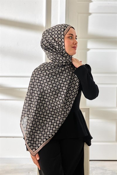 %100 Vual İpek Şal Desenli İnce Dokulu 70x190