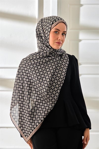 %100 Vual İpek Şal Desenli İnce Dokulu 70x190