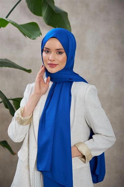 Alesa Desen İpeksi Jakar Şal Lacivert 9003-14