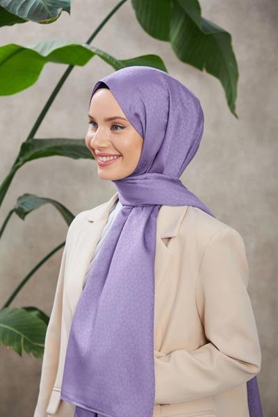 Alesa Desen İpeksi Jakar Şal Lila 9003-23