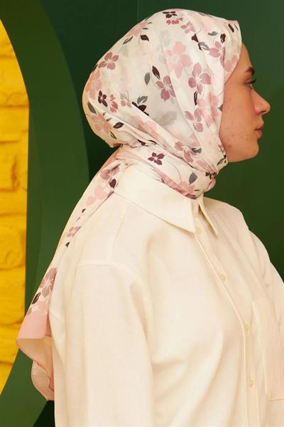 Amelia Desenli Pamuk Şal Pudra 3025-03