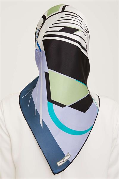 Armine - İpek Eşarp 2023/2024 Sonbahar Kış Sura İpek Mavi 9050-58