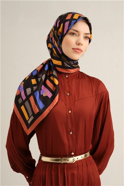 Armine Çiçek Desenli İpek Sura Eşarp 9341 57
