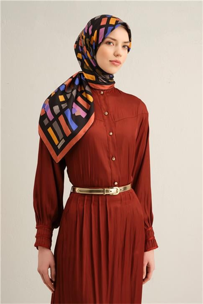 Armine Çiçek Desenli İpek Sura Eşarp 9341 57