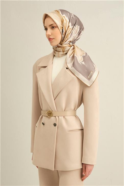 Armine Çiçek Desenli Saf İpek Sura Eşarp 9337D 07