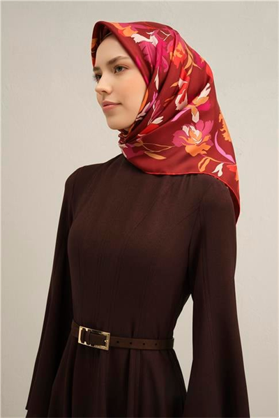 Armine Çiçek Desenli Saf İpek Sura Eşarp 9342D 53