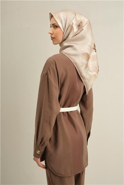 Armine Çiçek Desenli Saf İpek Sura Eşarp 9305D 05