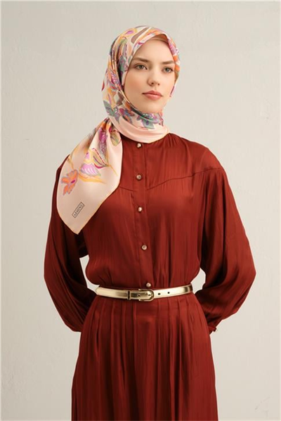 Armine Çiçek Desenli Saf İpek Sura Eşarp 9332D 56
