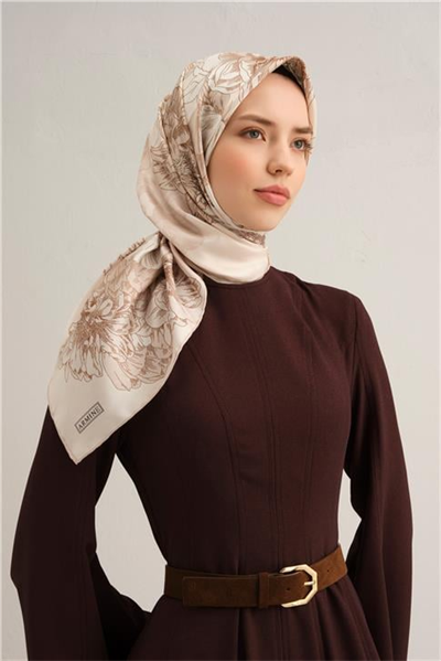 Armine Çiçek Desenli Saf İpek Sura Eşarp 9330D 80