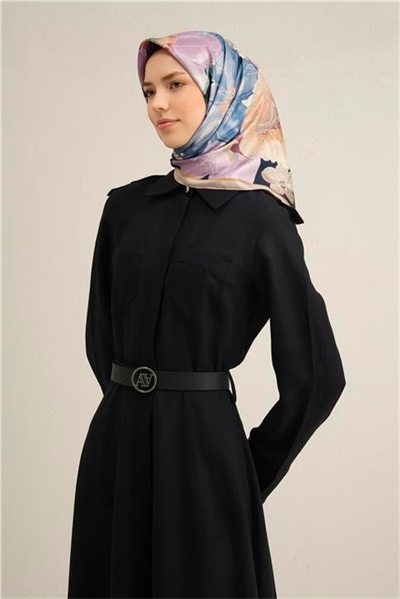 Armine Çiçek Desenli Saf İpek Sura Eşarp 9318D 05