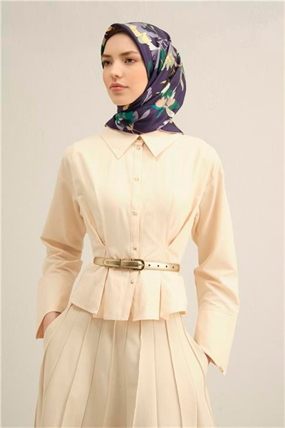 Armine Çiçek Desenli Saf İpek Sura Eşarp 9342D 54