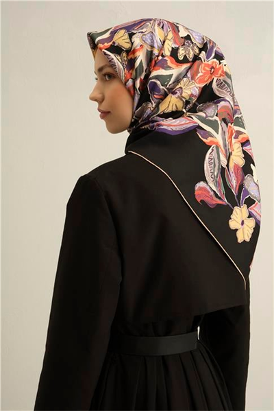 Armine Çiçek Desenli Saf İpek Sura Eşarp 9332D 38