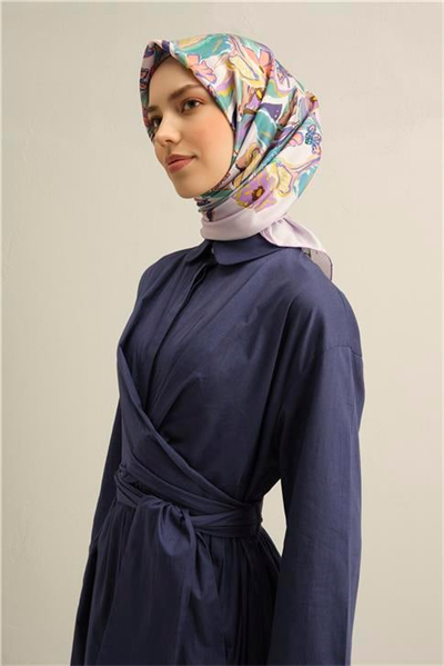Armine Çiçek Desenli Saf İpek Sura Eşarp 9332D 33