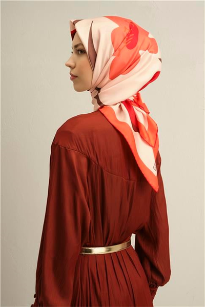Armine Çiçek Desenli Saf İpek Sura Eşarp 9317D 31