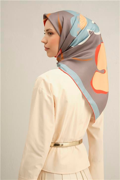 Armine Çiçek Desenli Saf İpek Sura Eşarp 9317D 03