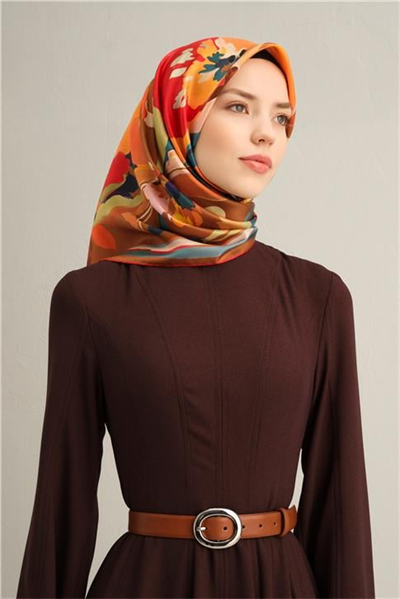 Armine Çiçek Desenli Saf İpek Sura Eşarp 9340D 84