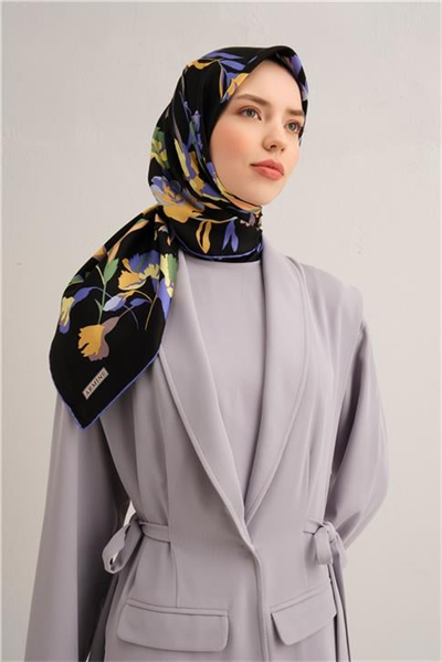 Armine Çiçek Desenli Saf İpek Sura Eşarp 9342D 36