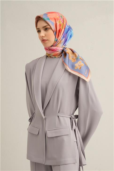 Armine Çiçek Desenli Saf İpek Sura Eşarp 9318D 07