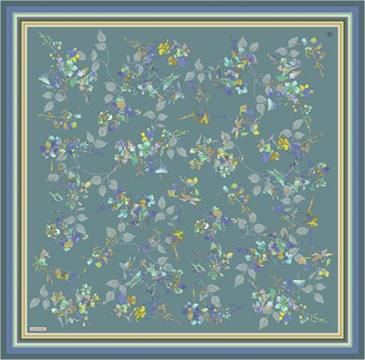 Armine Çiçek Desenli Saf İpek Twill Eşarp 9316D 32