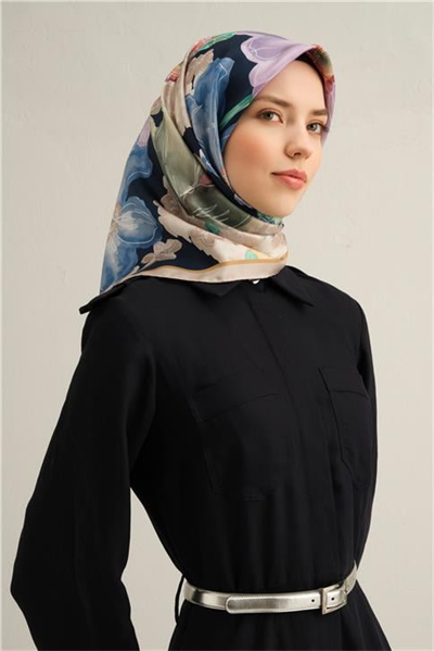 Armine Çiçek Desenli Saf İpek Sura Eşarp 9318D 05