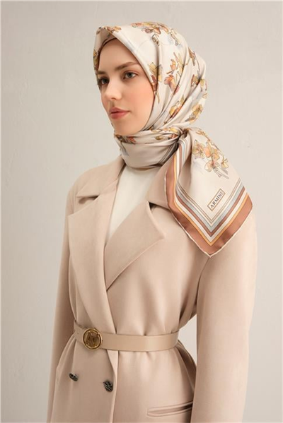 Armine Çiçek Desenli Saf İpek Sura Eşarp 9316D 81