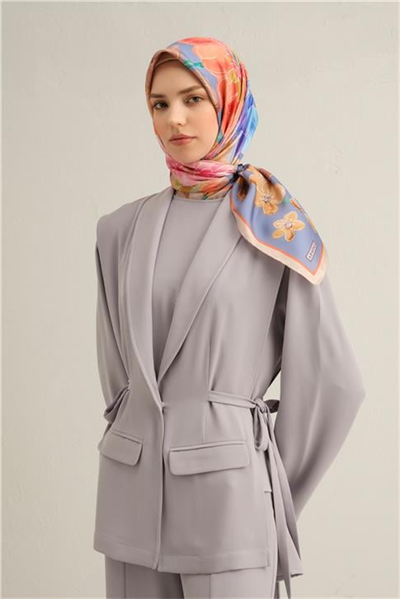 Armine Çiçek Desenli Saf İpek Sura Eşarp 9318D 07