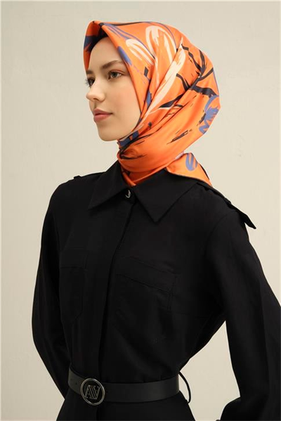 Armine Çiçek Desenli Saf İpek Sura Eşarp 9322D 38