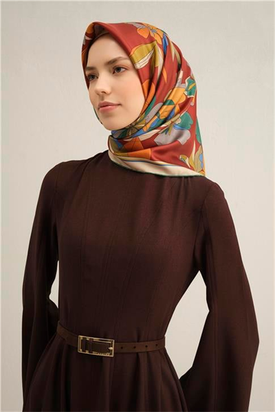 Armine Çiçek Desenli Saf İpek Sura Eşarp 9312D 52