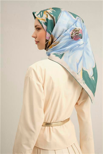 Armine Çiçek Desenli Saf İpek Sura Eşarp 9337D 50