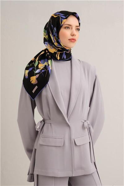 Armine Çiçek Desenli Saf İpek Sura Eşarp 9342D 36