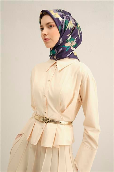 Armine Çiçek Desenli Saf İpek Sura Eşarp 9342D 54