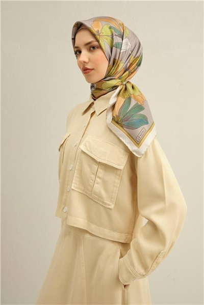 Armine Çiçek Desenli Saf İpek Sura Eşarp 9312D 55