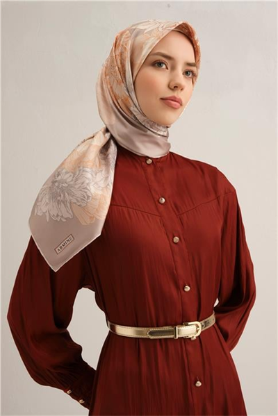 Armine Çiçek Desenli Saf İpek Sura Eşarp 9330D 31