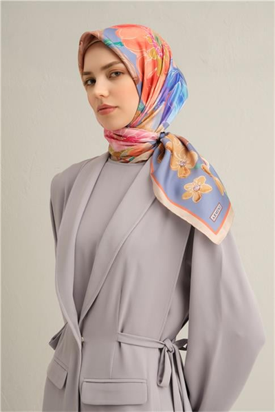 Armine Çiçek Desenli Saf İpek Sura Eşarp 9318D 07