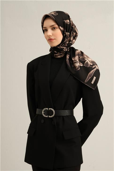 Armine Çiçek Desenli Saf İpek Sura Eşarp 9324D 85