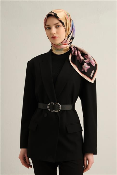 Armine Çiçek Desenli Saf İpek Sura Eşarp 9318D 04