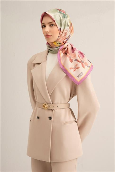 Armine Çiçek Desenli Saf İpek Sura Eşarp 9318D 32