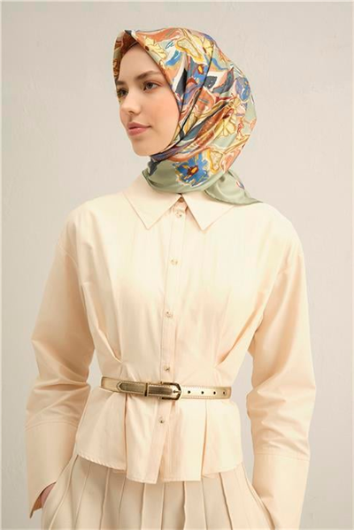 Armine Çiçek Desenli Saf İpek Sura Eşarp 9332D 57
