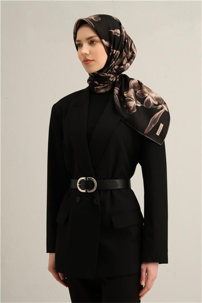 Armine Çiçek Desenli Saf İpek Sura Eşarp 9324D 85