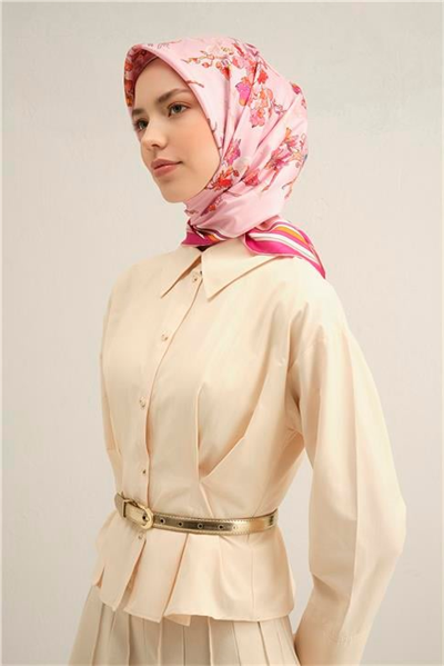 Armine Çiçek Desenli Saf İpek Sura Eşarp 9316D 50