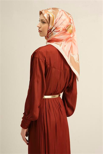 Armine Çiçek Desenli Saf İpek Sura Eşarp 9337D 03