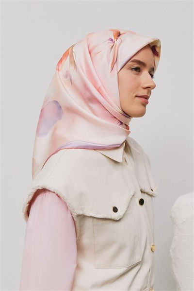Armine Çiçek Desenli Saf İpek Sura Eşarp 9305D 54