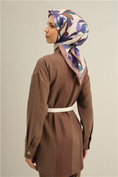 Armine Çiçek Desenli Saf İpek Sura Eşarp 9312D 81