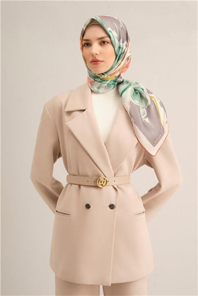 Armine Çiçek Desenli Saf İpek Sura Eşarp 9337D 01