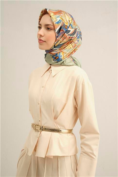 Armine Çiçek Desenli Saf İpek Sura Eşarp 9332D 57