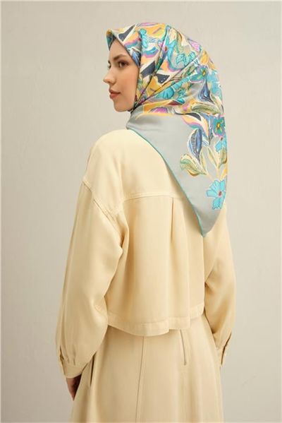 Armine Çiçek Desenli Saf İpek Sura Eşarp 9332D 80