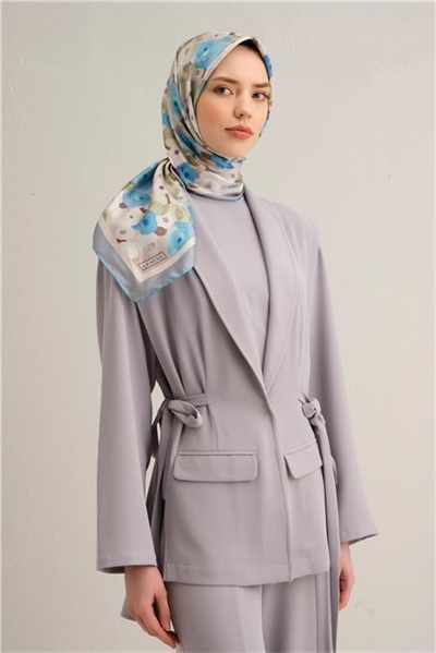 Armine Çiçek Desenli Saf İpek Sura Eşarp 9300D 04