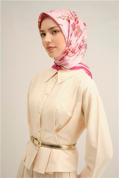 Armine Çiçek Desenli Saf İpek Sura Eşarp 9316D 50