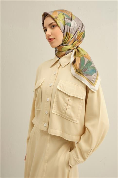 Armine Çiçek Desenli Saf İpek Sura Eşarp 9312D 55