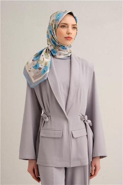 Armine Çiçek Desenli Saf İpek Sura Eşarp 9300D 04